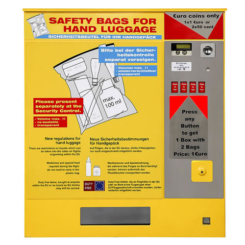 Warenautomat Sicherheitsbeutel Handgepäck